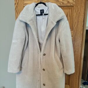 Gap Long Sherpa Coat - XL Moonshine Beige